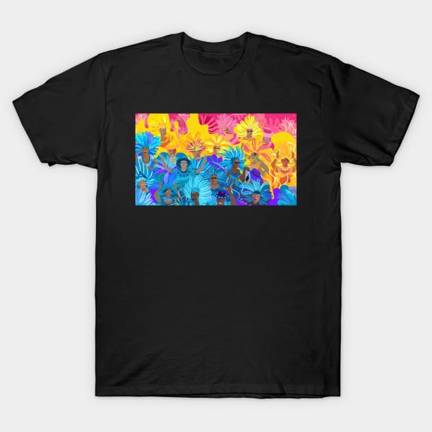 Samba Dancers, Music Festival, Mardi Gras Carnival Festive Arrangement Abstract Contemporary Modern Art T-Shirt by sofiartmedia